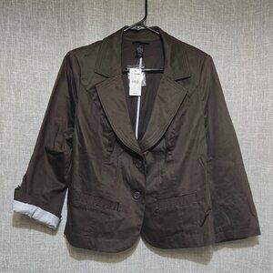 Lane Bryant Plus Size Coffee Brown Fitted Suit Jacket 14